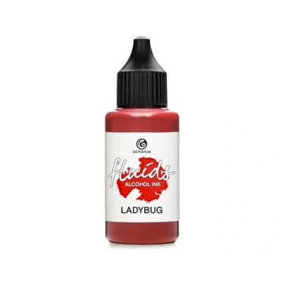 Immagine di Octopus 30ml Fluids Alcohol Ink Ladybug, inchiostro ad alcool per Fluid Art, argilla polimerica e Resin rosso