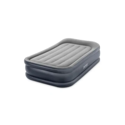 Immagine di Intex 64132ND Letto ad aria DuraBeam DeluxePillowRestRaised con pompa da 220 V, Twin, custodia Grigio