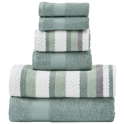 Immagine di Modern Threads Pax Set di 6 asciugamani reversibili in tessuto jacquard tinto filo, da bagno, e salviette, super assorbenti ad asciugatura rapida, 100% cotone pettinato,