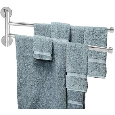 Immagine di Acciaio Inossidabile Portasciugamano Swing Out Rotante Montaggio a Parete Mensola Dell&#039;asciugamano Risparmio di Spazio Asciugamano Accessori da Bagno(2 Arms)