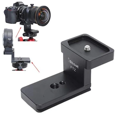Immagine di iShoot supporto per obiettivo in metallo, treppiede, base di supporto, compatibile con Nikon FTZ e adattatore piastra a sgancio rapido Arca Fit