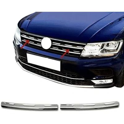 Immagine di HIGH FLYING per Tiguan II/Tiguan II Allspace 2017 2019 Cornici Cromate dei Calandra 2 Pezzi Acciaio Inossidabile