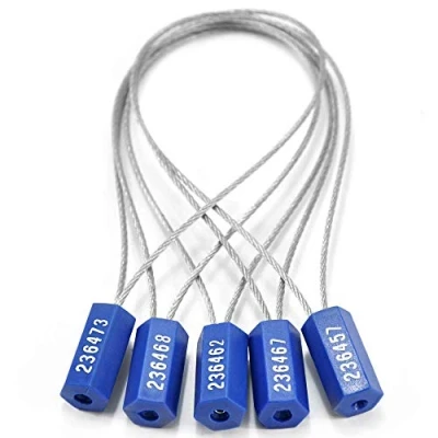 Immagine di Chiloskit 10pcs Pull Tite cavo di sicurezza in acciaio filo sigilli numerati anti manomissione etichette (blu)