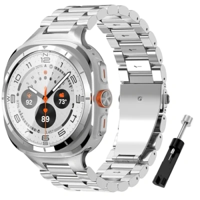 Immagine di TiMOVO Metal Watch Band per Galaxy 7 ultra 47mm, Cinturino Regolabile di Ricambio in Acciaio Inossidabile Alta Qualità, Adatto a Uomini e Donne, Argento