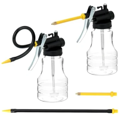 Immagine di QWORK® Set di 2 barattoli Olio da 250 ml con Pompa, Barattolo Trasparente Spray per beccuccio Dritto e Flessibile