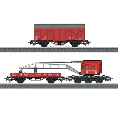 Immagine di Set treno vigili del fuoco con carro gru di DB Notfalltechnik in scala H0 Märklin Start up 44752