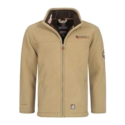Immagine di Geographical Norway UBOLT Men Uomo Polar Fleece Long Sleeve Comfort Comoda Giacca Calda di Sudore Zip Collar Hoodie Pocket Ideale per Le attività Invernali All&#039;aperto Beige L