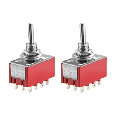 Immagine di Heschen MTS 403 Interruttore a levetta in miniatura, 4PDT, 12 pin, 2 A, 250 V, 6 125 confezione da