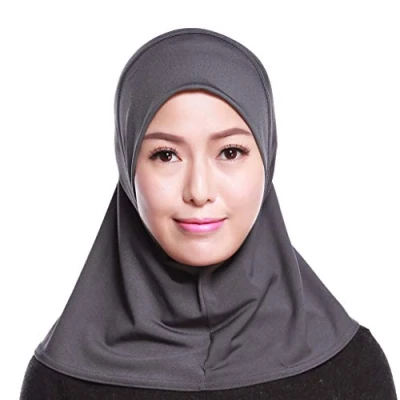 Immagine di GUMEI Donna Musulmano Cotone Mini Hijab Sciarpa Testa di Colore Solido Copertura Completa Cappuccio Interno Arabo Islamico Wrap Scialle Turbante Cappello Copricapo