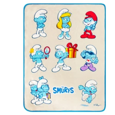 Immagine di Franco Smurfs Bedding Coperta super morbida in micro raschel, 116,8 x 152,4 cm, da collezione