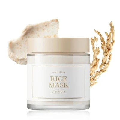 Immagine di I&#039;m from Maschera di bellezza al riso 100 ml Esfoliazione delicata con Yeoju 4,1%, formula arricchita vitamine per una pelle liscia e chiara, luminosità naturale affinamento dei pori