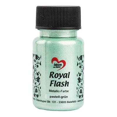 Immagine di ideen mit herz Colore acrilico metallico Royal Flash con riflessi metallici e particelle glitterati fini Vernice brillante metallizzata per gagliette 50 ml (verde pastello)
