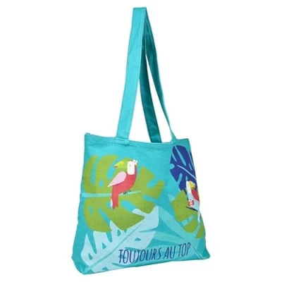Immagine di Draeger Paris Tote Bag &quot;Toujours au top&quot; (in francese) Leggero, resistente e ultra morbido, interno spazioso, in cotone 100% Tracolla solida confortevole Borsa shopper riutilizzabile