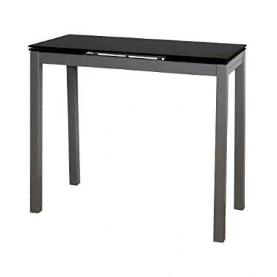 Immagine di MOMMA HOME Tavolo da Cucina Allungabile Modello Novi Colore Nero/Argento Materiale Vetro Temperato/Metallo Misure 85/135 x 40 76 cm