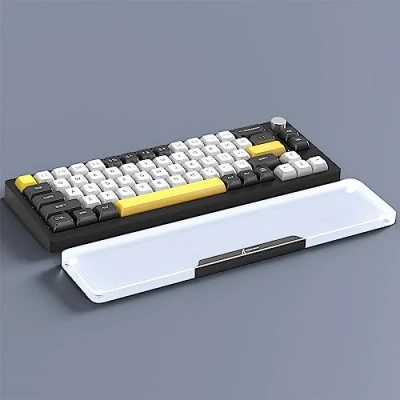 Immagine di Attack Shark 87 Tasti Poggiapolsi in Acrilico, Lega di Alluminio Trasparente, per Tastiera Meccanica da Gioco con Layout TKL 75%, Supporto Ergonomico il Ppolso Nero