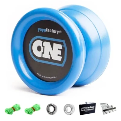 Immagine di YoyoFactory One Yoyo Blu (dal Principiante al Professionista, Cuscinetto a Sfera in Metallo, Corda e Istruzioni Incluse)
