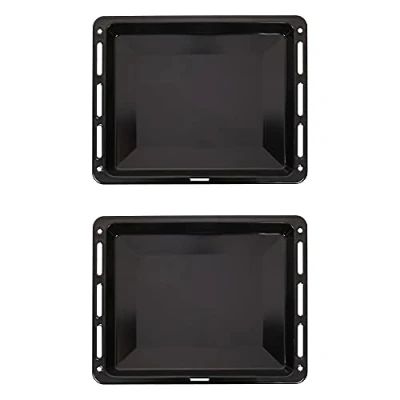 Immagine di ICQN Set di teglie 460 x 370 30 mm Adatto per Bosch Siemens Neff Constructa Leccarda doppia smaltata forno Resistente ai graffi e senza rose 46 37 cm