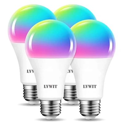 Immagine di LVWIT Lampadina LED Smart Wifi con Attacco E27,12W Equivalenti a 100W, 1521Lm,Compatibile Alexa,Echo and Google Assistant,Intelligente Dimmerabile,Controllo Distanza da App,Pacco 4 Pezzi