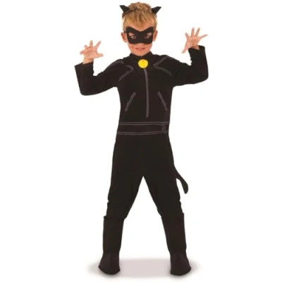 Immagine di Rubie&#039;s 640904 L Tales of Ladybug Cat Classic Vestito Chat Noir Miraculous per Bambino (640904 L), Colore Nero, (7 8 Anni), 640904_L