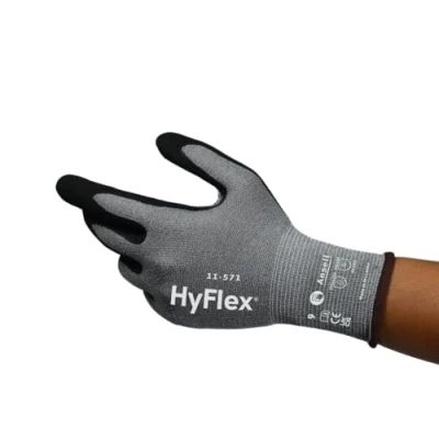 Immagine di Ansell HyFlex 11 571 Guanti Antitaglio, Rivestimento in Nitrile Traspirante, da Lavoro Professionali Alta Protezione, Donna e Uomo, Lavabili, Grigio, Taglia XL (12 Paia)