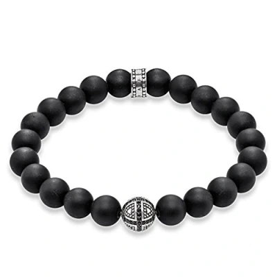 Immagine di Thomas Sabo Bracciale Elastico e Zirconia Cubica Rotonda Nero da Uomo Argento 925