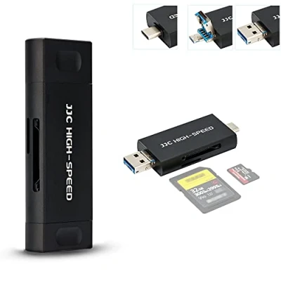 Immagine di JJC lettore di schede SD in metallo, USB 3.1 Micro 2.0 tipo C 3.1, facile OTG, adattatore per UHS II, I, SD, SDHC, SDXC,