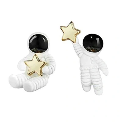 Immagine di N/A Nigoz orecchini da donna asimmetrici a forma di stella spaziale gioielli regalo per feste comodi ed ecologici, pratici e convenienti, bianchi, Misura unica, Acciaio inossidabile, Abalone