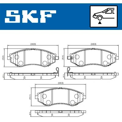 Immagine di SKF VKBP 80570 A Kit pastiglie freno con segnalatore acustico usura CHEVROLET: Aveo / Kalos Hatchback, Nubira Station Wagon, Lacetti Hatchback