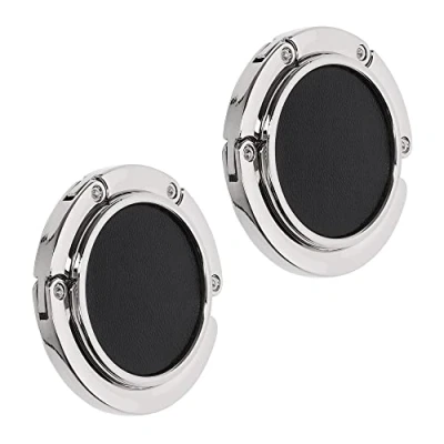 Immagine di kwmobile2x Gancio Borsa da Tavolo Appendi Simil Pelle Pieghevole Antiscivolo Antigraffio Set Appendiborsa max 3kg rosa/bianco/argento