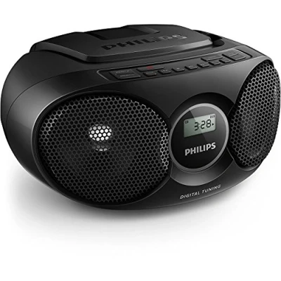 Immagine di Philips AZ215B/12 Lettore CD Boombox, Sintonizzatore Digitale FM, 3 Watt, Entrata Audio, Nero