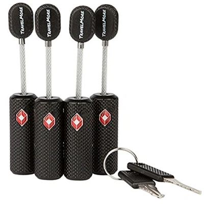 Immagine di 4 Lucchetti Tsa Per Valigia Da Viaggio Con Chiavi Lucchetto Mini Ultra Flessibile E Materiale In Lega Di Zinco Nero
