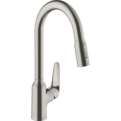 Immagine di hansgrohe Focus M42 Miscelatore cucina monocomando 220, doccetta estraibile, 2 getti, acciaio inox, 71800800