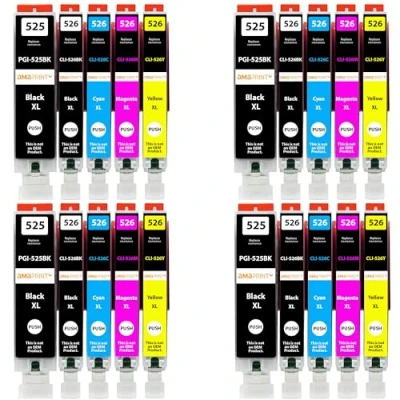 Immagine di Amaprint 20 XL cartucce compatibili con Canon PGI 525 CLI 526 adatte per Pixma IP4850 IP4950 IX6550 MG5140 MG5150 MG5240 MG5250 MG5300 MG5340 MG5350 MX715 MX885 MX895