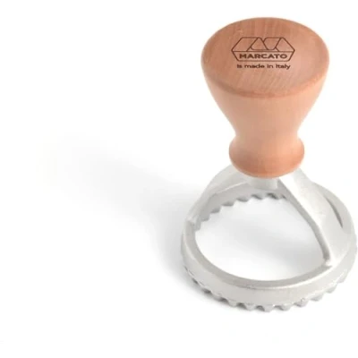 Immagine di Marcato Stampo per Ravioli e Biscotti, Forme Ravioli, Formine in Legno Massello Alluminio Prossofuso, Stampino Rotondo da 48 mm
