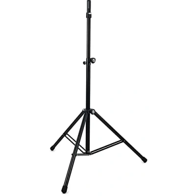 Immagine di K&amp;M 21467 Supporto per altoparlante in alluminio nero con treppiede, mandrino espandibile e sistema di bloccaggio ad anello: robusto, stabile durevole