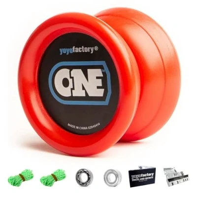 Immagine di YoyoFactory One Yoyo Rosso (dal Principiante al Professionista, Cuscinetto a Sfera in Metallo, Corda e Istruzioni Incluse)