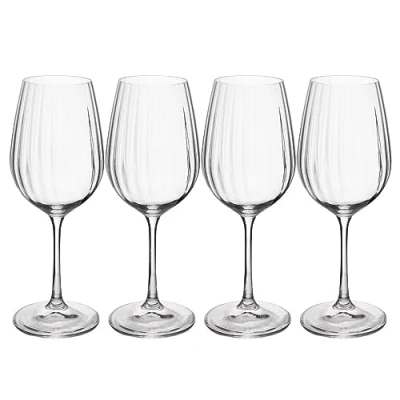 Immagine di Mikasa Treviso Set di 4 calici da vino bianco in cristallo, 350 ml, trasparenti senza piombo, con effetto increspato per le celebrazioni