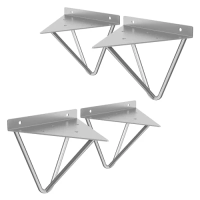 Immagine di ML Design 4 Pezzi Staffe per Mensole Triangolari 160 mm Grigio Metallo Reggimensola Triangolare Montaggio a Parete Supporto Mensola Prisma Forcella Muro Staffa di Scaffale