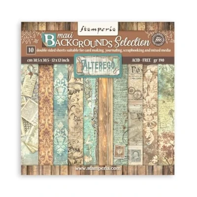 Immagine di Stamperia Scrapbook Paper Pad per scrapbooking, album, card, bullet journals, and more Acid Free, Double Sided, Perfect for Crafts Gifting (Alterego Maxi Background) (30,5 x 30,5 cm)
