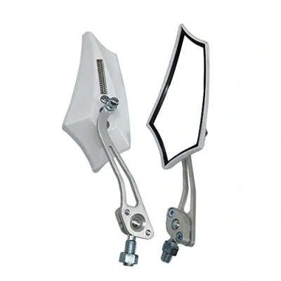 Immagine di Mintice 1 Paio Bianco Universale Moto Specchietti Retrovisore Specchietto Manubrio Specchio Laterale Scheletro Cranio 8mm 10mm Filettato