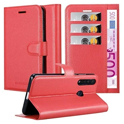 Immagine di Cadorabo Custodia Libro per Motorola MOTO G8 PLUS in ROSSO CARMINIO con Vani di Carte, Funzione Stand e Chiusura Magnetica Portafoglio Cover Case Wallet Book Etui Protezione