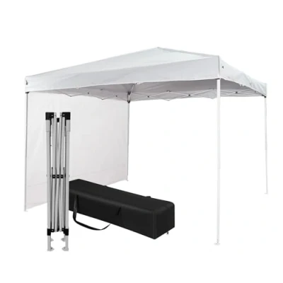 Immagine di Gazebo 3x3 Pieghevole Impermeabile Con 1 Parete Laterale, Struttura Resistente in Acciaio, Richiudibile a Fisarmonica, Sacca Per il Trasporto, Telo Poliestere 160 gr/mq Pop up