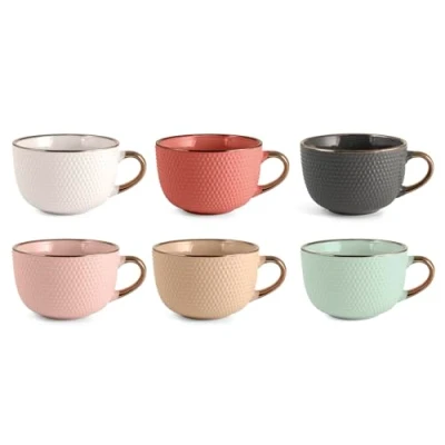 Immagine di H&amp;h set 6 tazze colazione dots in colori assortiti cc 510