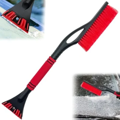 Immagine di Snow Brush Scraper di Ghiaccio 2 in 1, Raschietto per Auto con Scopa, Spazzola da Neve Auto，Snow Ghiaccio,Raschietto Manico Schiuma, (rosso)