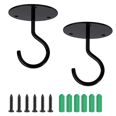 Immagine di MaoXinTek Gancio da Parete, Ganci a Soffitto Montaggio Staffa Metallico Ferro Supporto Parete Appendere per Lanterne, Piante, Uccelli, Fioriere, Campanelli Eolici (Nero)