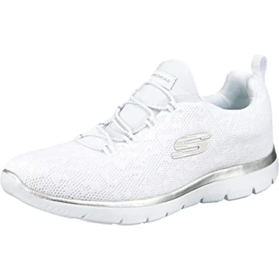 Immagine di Skechers Summits Leopard Spot, Scarpe da Ginnastica Donna, White Mesh Silver Trim, 38.5 EU