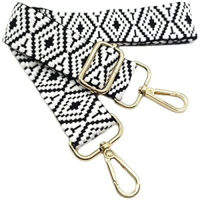 Immagine di Tracolla Colorate Regolabile per Borse Donna Cinghia della Borsa Larga Bianco e Nero con Gold Moschettone, Durevole Crossbody Borsa, Borsetta, Chitarra DIY Spalla Accessori Ragazze, *08
