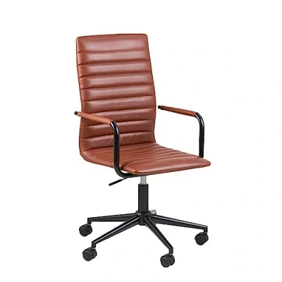 Immagine di Amazon Basics Sedia da ufficio in ecopelle, 58 x 103 cm, marrone