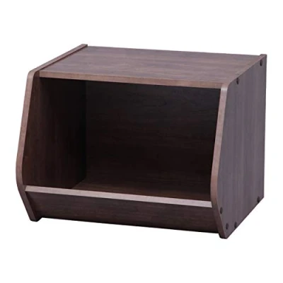 Immagine di Iris Ohyama, Scatola portaoggetti aperta/Scatola in legno/Armadio piccolo/Mobili laterali/Scatola impilabile, Moderno, Design, Ufficio, Casa Stack Box STB 400 Marrone