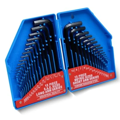 Immagine di CCLIFE Chiavi a Brugola 30 pz, Set Brugole Metrici da 0,7 10 mm e Pollici 0,028 3/8, Esagonali Cr V, con Box